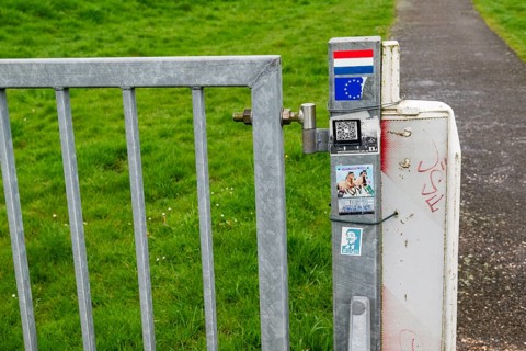 Small border gate Germany/East Frisia-Netherlands at the lock Nieuwe Statenzijl, municipality