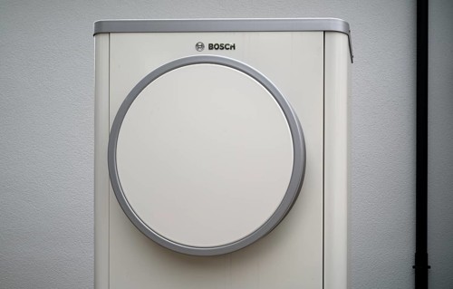 Bosch Compress 7400i AW air-to-water heat pump, logo, outdoor unit, building services, Stuttgart,