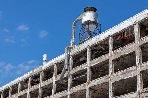 Detroit, Michigan, The abandoned Fisher Body 21 auto factory is being converted to Fisher 21 Lofts,