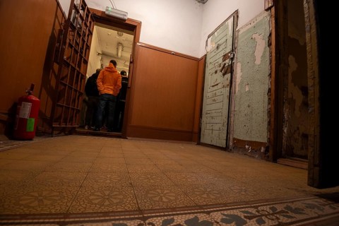 Corridor with prison cells, former headquarters and prison of the Soviet secret service KGB, Riga,