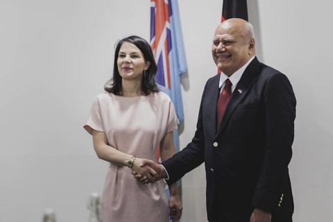 (L-R) Annalena Baerbock (Alliance 90/The Greens), Federal Foreign Minister, meets Viliame Gavoka,