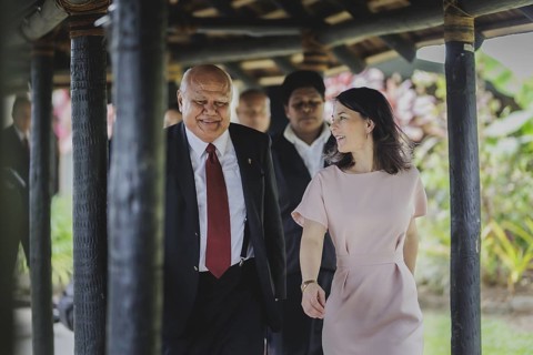 (R-L) Annalena Baerbock (Alliance 90/The Greens), Federal Foreign Minister, meets Viliame Gavoka,