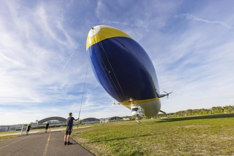 Zeppelin ready for take-off for a sightseeing flight, Tourism on Lake Constance, Friedrichshafen,