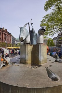 Neptune Fountain by the sculptor Waldemar Otto at the Domshof in Bremen, Hanseatic City, State of