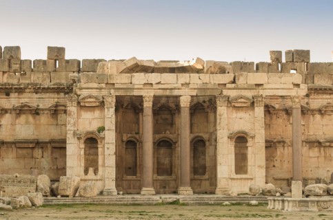 Ruins of Baalbek. Ancient city of Phenicia located in the Beca valley in Lebanon. Acropolis with