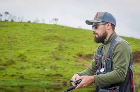 Black bass fisherman in close up, Cambara do sul, Rio Grande do sul, Brazil, South America