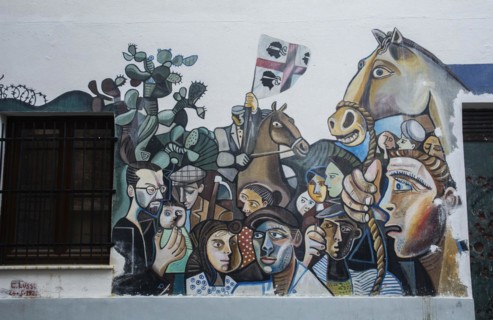 Murals in Orgosolo, Nuoro province, Sardinia, Italy, South Europe, Europe