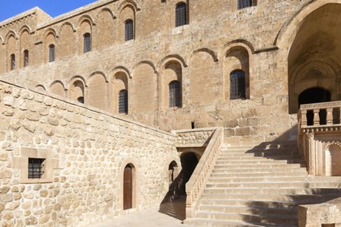 Monastery of Saint Ananias known as Deyrulzafaran or Saffron Monastery, Stairs, Mardin, Turkey,