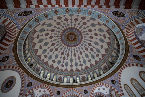 Avlusunda mosque, Prayer room cupola ceiling, Sanliurfa, Turkey, Asia