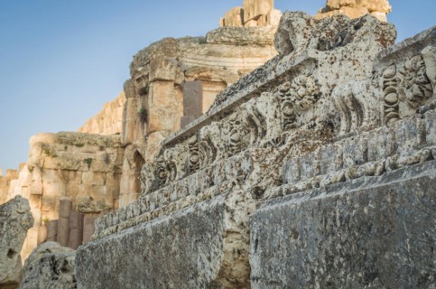 Ruins of Baalbek. Ancient city of Phenicia located in the Beca valley in Lebanon. Acropolis with