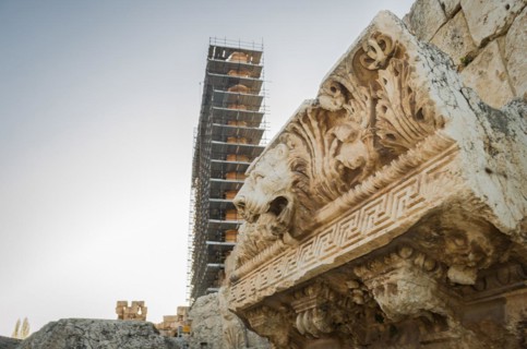 Ruins of Baalbek. Ancient city of Phenicia, located in the Beca valley, Lebanon. Acropolis with
