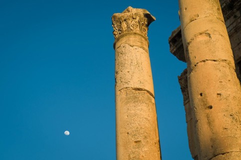 Ruins of Baalbek. Ancient city of Phenicia, located in the Beca valley, Lebanon. Acropolis with