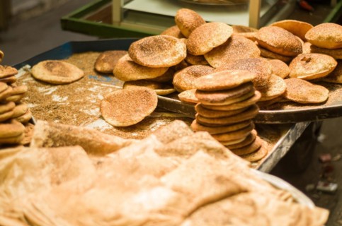 Lebanese man preparing typical sesame and cheese bread, center of Tripoli, northern Lebanon city.