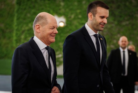 (L-R) Olaf Scholz, Federal Chancellor, and Milojko Spajic, Prime Minister of Montenegro, pictured