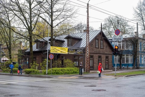 Traditional wooden house in the Kalnciema neighbourhood on the western bank of the Daugava River in
