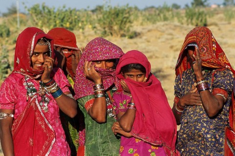 Hindu girls, Rajasthan, India. They live in rural Rajasthan, they belong to low castes, they are