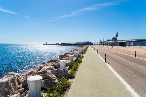 Moll de Llevant waterfront promenade, a 4.5 km long promenade for joggers, walkers, cyclists and