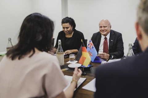 (L-R) Annalena Baerbock (Alliance 90/The Greens), Federal Foreign Minister, meets Viliame Gavoka,