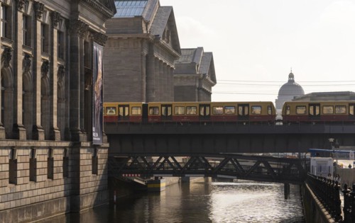 S-Bahn bridge at the Bode Museum, Berlin, Germany, Europe