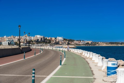 Moll de Llevant waterfront promenade, a 4.5 km long promenade for joggers, walkers, cyclists and