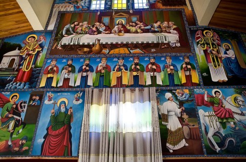Iconostasis, Eritrean orthodox Tewahdo church, Nairobi, Kenya, Africa