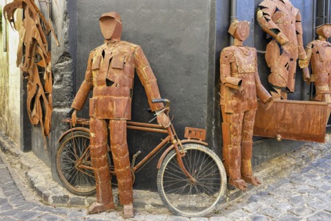 Design metallic sculptures in the street of the old city, Gaziantep, Turkey, Asia