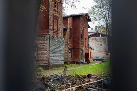 Traditional wooden house in the Kalnciema neighbourhood on the western bank of the Daugava River in