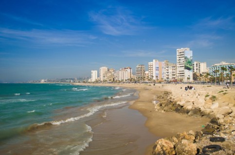 Sidon, Lebanon, April 04, 2017: View of the sea from the historic city of Sidon in Lebanon, city