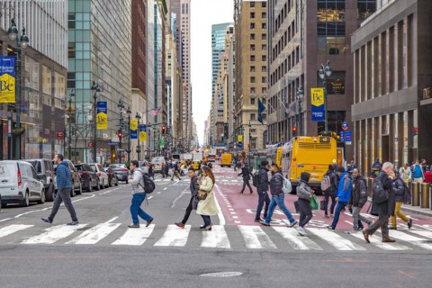 Zebra crossing, pedestrian crossing, Park Ave, One Vanderbilt Building, Grand Central Station, New