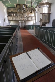 Guest book in the Protestant Reformed Church from 1401 in Greetsiel, Krummhoern, East Frisia, Lower