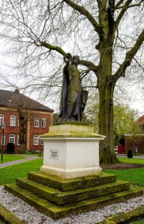 Germania monument on the town hall square in the small town of Weener, district of Leer,