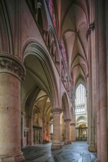 Choir ambulatory, Romanesque-Gothic Saint-Julien du Mans Cathedral, Le Mans, Sarthe department,