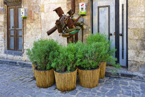 Design metallic sculptures in the street of the old city, Gaziantep, Turkey, Asia