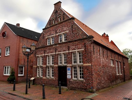 Front house with Renaissance gable, oldest residential building in the small town of Weener,