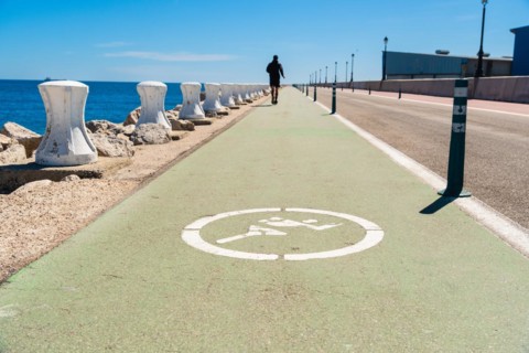 Moll de Llevant waterfront promenade, a 4.5 km long promenade for joggers, walkers, cyclists and