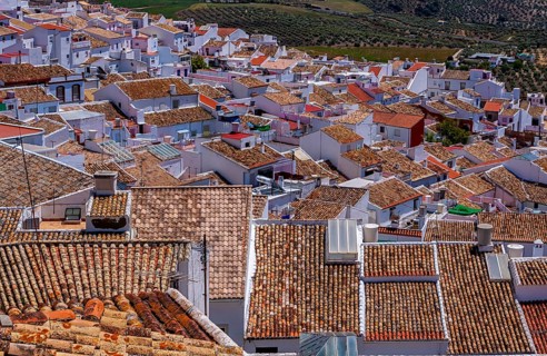 Terracotta roofs in Mediterranean style, Bornos, Andalusia, Spain, Europe