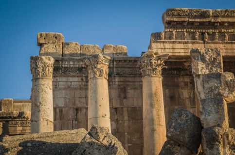 Ruins of Baalbek. Ancient city of Phenicia located in the Beca valley in Lebanon. Acropolis with