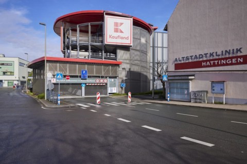 Closed car park of Kaufland and Altstadtklinik in Hattingen, Ennepe-Ruhr district, North