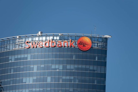 Swedbank headquarters on the banks of the Daugava, Riga, Latvia, Europe