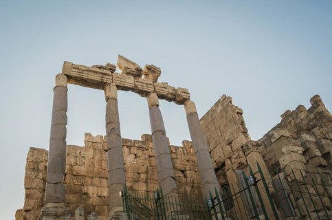 Ruins of Baalbek. Ancient city of Phenicia located in the Beca valley in Lebanon. Acropolis with