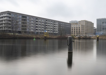 Long exposure, Spree at Europaviertel, Berlin, Germany, Europe