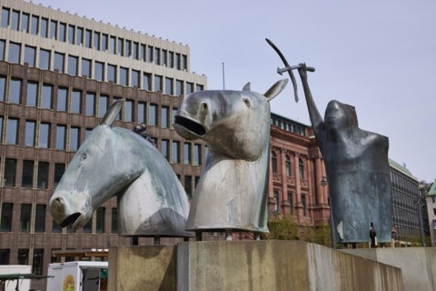 Neptune Fountain by the sculptor Waldemar Otto at the Domshof in Bremen, Hanseatic City, State of