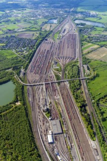 Aerial view, Maschen marshalling yard, railway, freight railway, Maschen, Lower Saxony