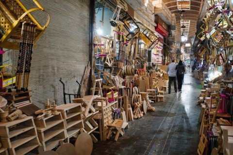 Small furniture shops, Sanliurfa bazaar, Turkey, Asia
