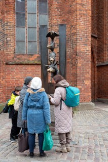 Bremen Town Musicians in Riga, sculpture by the German sculptor Christa Baumgaertel, gift from the