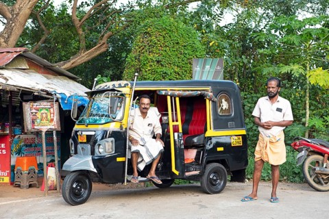 Tuk Tuk driver in Kavanattinkara, Backwaters, Kerala, India, Asia