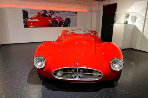 MASERATI A6GCS 53, A red classic Maserati racing car presented in an exhibition hall, AUTOMUSEUM