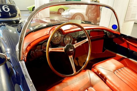 LANCIA AURELIA B24 SPIDER, Close-up of the interior of a Lancia classic car with leather upholstery