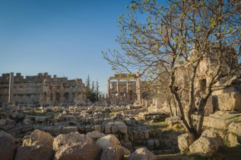 Ruins of Baalbek. Ancient city of Phenicia located in the Beca valley in Lebanon. Acropolis with