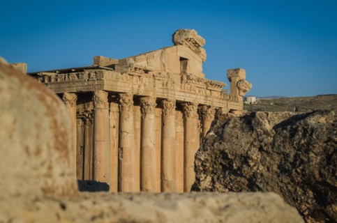 Ruins of Baalbek. Ancient city of Phenicia located in the Beca valley in Lebanon. Acropolis with
